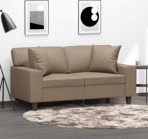 vidaXL vidaXL 2-osobowa sofa z poduszkami, cappuccino, 120 cm, sztuczna skóra 1