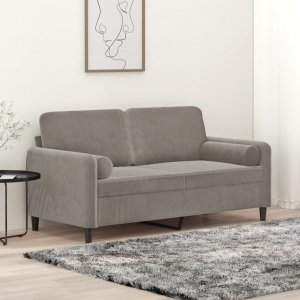 vidaXL vidaXL 2-osobowa sofa z poduszkami, jasnoszara, 140 cm, aksamit 1