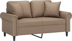 vidaXL vidaXL 2-osobowa sofa z poduszkami, cappuccino, 120 cm, sztuczna skóra 1