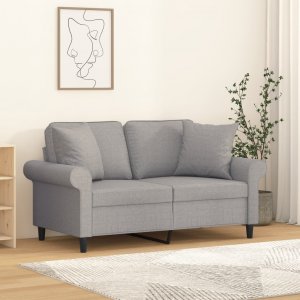 vidaXL vidaXL 2-osobowa sofa z poduszkami, jasnoszara, 120 cm, tkanina 1