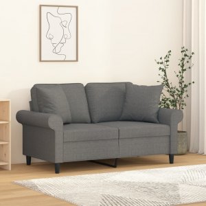 vidaXL vidaXL 2-osobowa sofa z poduszkami, ciemnoszara, 120 cm, tkanina 1