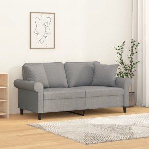 vidaXL vidaXL 2-osobowa sofa wypoczynkowa z poduszkami, jasnoszara, 140 cm 1