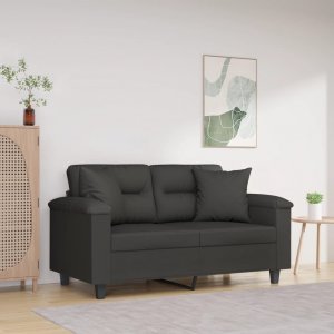 vidaXL vidaXL 2-osobowa sofa z poduszkami, ciemnoszara, 120 cm, mikrofibra 1