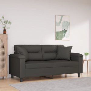 vidaXL vidaXL 2-osobowa sofa z poduszkami, ciemnoszara, 140 cm, mikrofibra 1