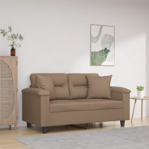 vidaXL vidaXL 2-osobowa sofa z poduszkami, cappuccino, 120 cm, sztuczna skóra 1