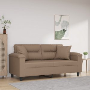 vidaXL vidaXL 2-osobowa sofa z poduszkami, cappuccino, 140 cm, sztuczna skóra 1