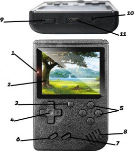 Retoo MINI KONSOLA GIER RETRO 400 GIER 3'' + PAD 12