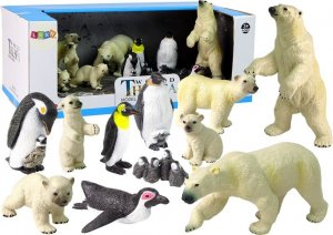 Figurka LeanToys Duży Zestaw 12 Figurek Zwierzęta Polarne Figurka Pingwin Niedźwiedź 1