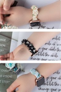 Hurtel Materiałowa opaska do Watch 7 / 6 / 5 / 4 / 3 / 2 / SE (41 / 40 / 38mm) pasek bransoleta bransoletka na gumce ananas 11