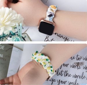 Hurtel Materiałowa opaska do Watch 7 / 6 / 5 / 4 / 3 / 2 / SE (45 / 44 / 42mm) pasek bransoleta bransoletka na gumce ananas 8