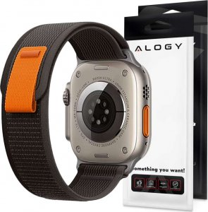 Alogy Pasek nylonowy Sport Strap na rzep do Apple Watch 4/5/6/7/8/SE (38/40/41mm) Czarno-pomarańczowy uniwersalny 11