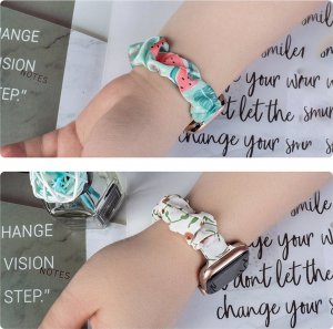 Hurtel Materiałowa opaska do Watch 7 / 6 / 5 / 4 / 3 / 2 / SE (45 / 44 / 42mm) pasek bransoleta bransoletka na gumce arbuz 10