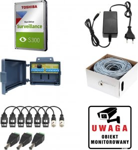 Keeyo Monitoring po skrętce Keeyo Zestaw Kompletny 1TB H265+ IR 25m 3 x kamera 5