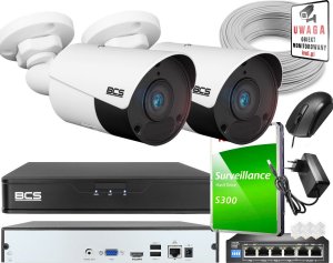 BCS Monitoring do samodzielnego montażu - zestaw: 2 kamer BCS-P-TIP14FSR5 4MPx, rejestrator BCS-P-NVR0401-4K-E 8MPx, dysk 1TB, skrętka 1