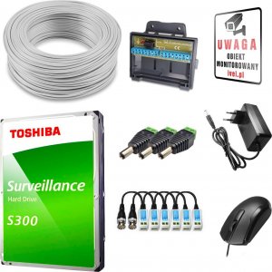 Hikvision UTP Skrętka Monitoring 4MPx rejestrator 4 kanałowy + 3 x kamera HWT-T240-M 1TB Samodzielny montaż 4