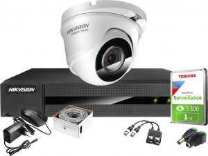 Hikvision UTP Skrętka Monitoring 4MPx rejestrator 4 kanałowy + 1 x kamera  HWT-T240-M 1TB Samodzielny montaż 1
