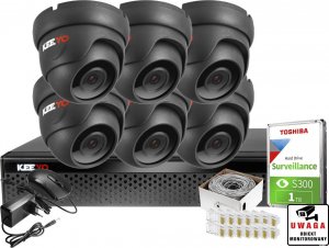Keeyo Monitoring do samodzielnego montażu - zestaw ip: 6 kamer LV-IP5M2DFEBL-II 5MPx, rejestrator LV-NVR1618S-8P 8MPx, dysk 1TB, skrętka 1
