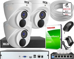 BCS System monitoringu 3 kamer 4 Mpx CMOS Starlight, szeroki kąt, 2K funkcje inteligentne, mikrofon 1