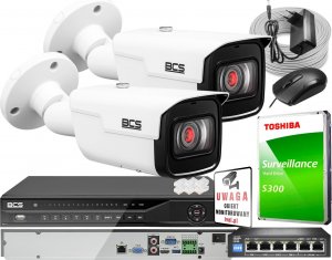 BCS ZM13046  Zestaw monitoringu dla ochrony parkingu hali magazynu z 2x Kamera 4MP BCS-TIP5401IR-V-V + Akcesoria 1