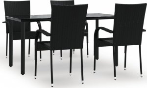 vidaXL 5-częściowy zestaw mebli ogrodowych, czarny, polirattan 2