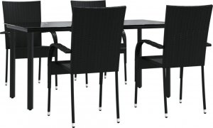 vidaXL 5-częściowy zestaw mebli ogrodowych, czarny, polirattan 3