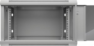 Szafa NetRack NETRACK 019-060-645-021 Netrack szafa wisząca 19, 6U/600x450mm – szary, drzwi szklane, otwierane boki 2