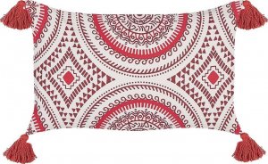 Beliani Bawełniana poduszka dekoracyjna w orientalny wzór 30 x 50 cm czerwono-biała ANTHEMIS Lumarko! 1