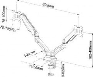 Art Uchwyt biurkowy na 2 monitory 13" - 27" L-13GD (RAMART L-13GD) 2