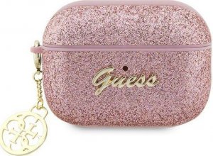 Guess Etui Guess GUAP2GLGSHP Apple AirPods Pro 2 cover różowy/pink Glitter Flake 4G Charm 1