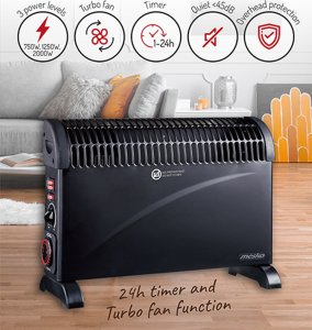 Grzejnik Adler Grzejnik konwektorowy Mesko 7741B Czarny (Timer, Turbo) 6