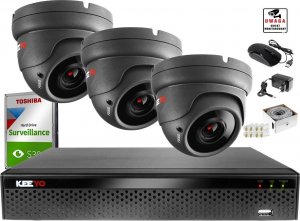 Kamera IP Keeyo Monitoring IP Keeyo Zestaw Full HD IR40m H265+ 3 x Kamera 1