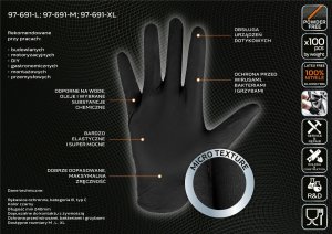 Neo Rękawiczki nitrylowe (Rękawiczki nitrylowe, czarne, 100 sztuk, rozmiar M) 8