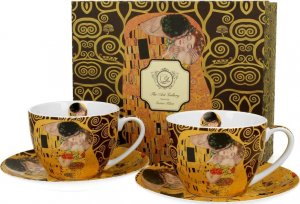DUO Filiżanki ze spodkami 250 ml komplet 2 szt. THE KISS BROWN by Gustav Klimt 1