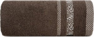 Eurofirany Ręcznik bawełniany z żakardową bordiurą TESSA 70X140 brązowy 1