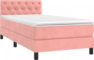 vidaXL vidaXL Łóżko kontynentalne z materacem i LED, różowy aksamit 80x200 cm 3