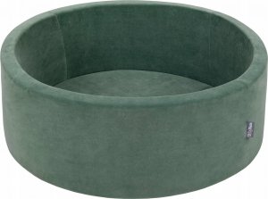 KiddyMoon Suchy basen okrągły VELVET z piłeczkami 7cm zieleń lasu: ciemny turkus-szary-biały-mięta 90x30cm/300piłek Zabawka basen piankowy 2