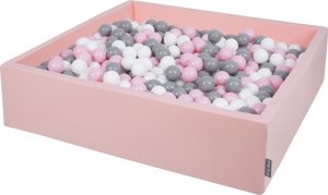 KiddyMoon Suchy basen kwadratowy z piłeczkami 7cm 120x30 różowy: biały-szary-pudrowy róż 120x30/200piłek Zabawka basen piankowy 1