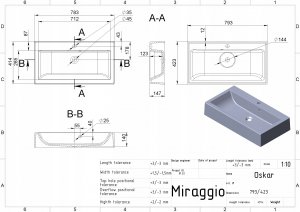 Umywalka Miraggio Umywalka nablatowa prostokątna 80 x 42 cm 12