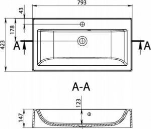 Umywalka Miraggio Umywalka nablatowa prostokątna 80 x 42 cm 14