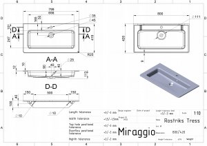 Umywalka Miraggio Umywalka Ścienna Prostokątna 80 x 42 cm 11