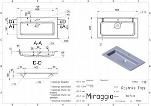 Umywalka Miraggio Umywalka Ścienna Prostokątna 80 x 42 cm 10