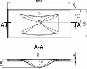 Umywalka Miraggio Umywalka Nablatowa Prostokątna 100 x 45cm 8