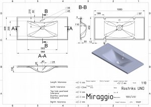 Umywalka Miraggio Umywalka Nablatowa Prostokątna 100 x 45cm 9