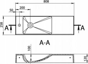 Umywalka Miraggio Umywalka nablatowa prostokątna 80 x 26 cm 9