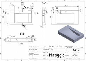 Umywalka Miraggio Umywalka nad pralkę ścienna prostokątna 80 x 50 cm Miraggio 6