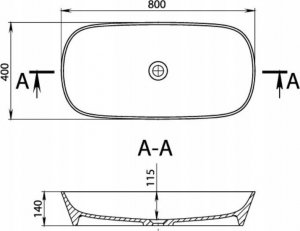 Umywalka Miraggio Umywalka nablatowa prostokątna 80 x 40 cm 8