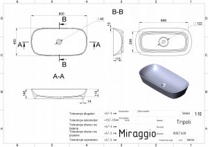 Umywalka Miraggio Umywalka nablatowa prostokątna 80 x 40 cm 10