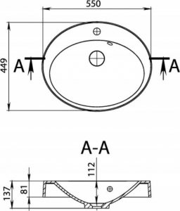 Umywalka Miraggio Umywalka wpuszczana owalna 55 x 45 cm 11