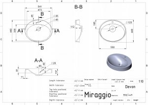 Umywalka Miraggio Umywalka wpuszczana owalna 55 x 45 cm 9