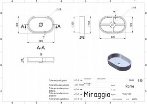 Umywalka Miraggio Umywalka podblatowa owalna 55 x 35 cm 12